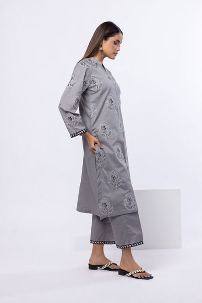 Embroidered | Crosshatch Poplin | Pants | AED 60.00