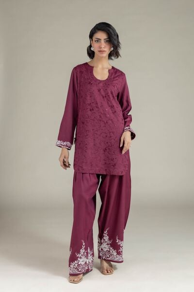 Embroidered | Heavy Blended Viscose | Floral Flared Pants | AED 115.00