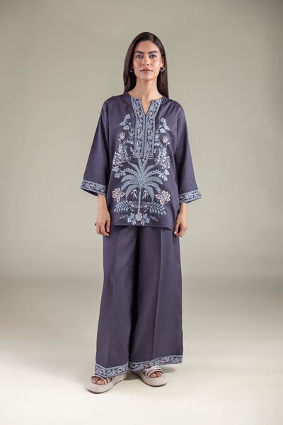 Embroidered | Textured Weave | Trousers | AED 50.00