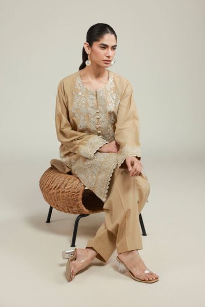 Embroidered | Cotton Dobby | Fabrics 2 Piece | Top and Bottom | AED 150.00