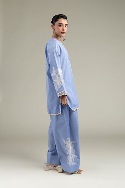 Embroidered | Cotton Dobby | Blue Cotton Shalwar | AED 100.00