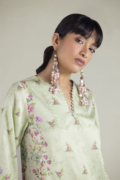 Embroidered | Satin | Tailored 2 Piece | Top and Bottom | AED 230.00