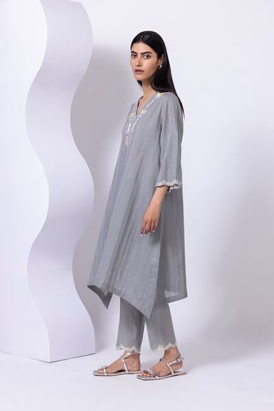 Embroidered | Leno | Pants | AED 80.00