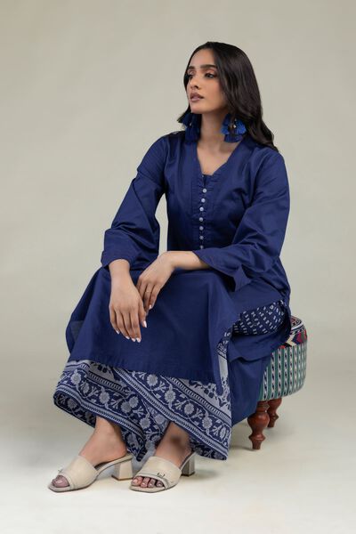 Printed | Cambric | Longline Solid Kurta | AED 150.00