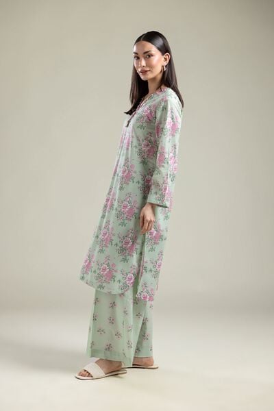 Printed | Cotton Viscose | Floral Mint Pants | AED 100.00