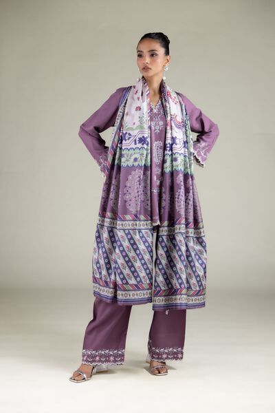 Embroidered | Raw Silk | Geometric Straight Shalwar | AED 65.00