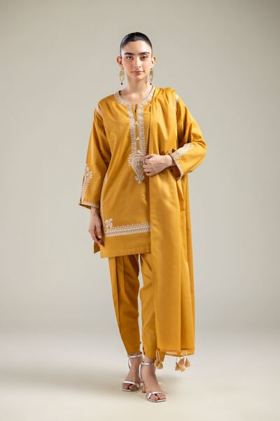 Embroidered |Cotton Dobby | Solid Mustard Shalwar | AED 100.00