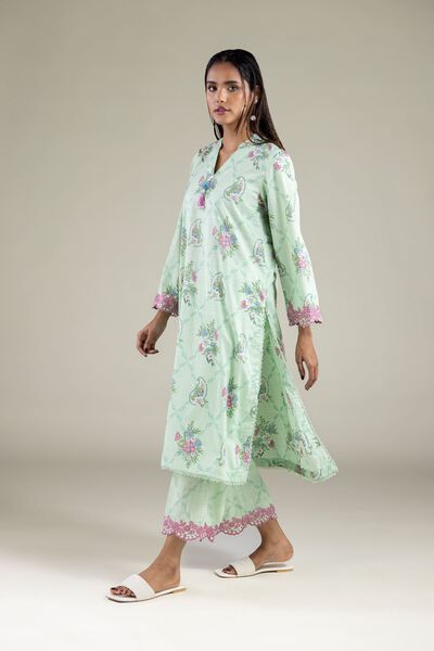 Embroidered | Textured Cotton | Pants | AED 100.00