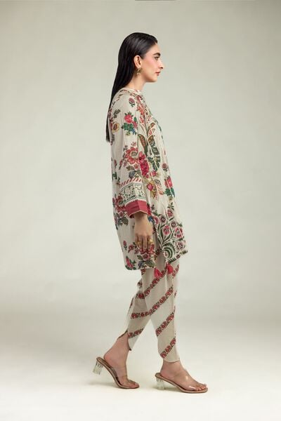 Embroidered | Raw Silk | Beige Floral Shalwar | AED 30.00