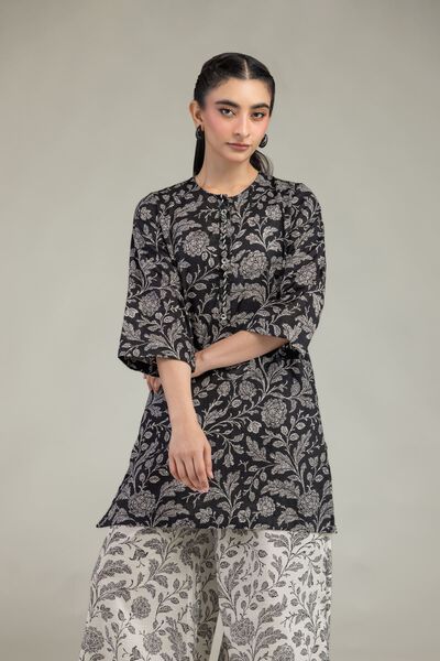 Printed | Cotton Dobby | Round-Neck Floral Kurta  | AED 100.00