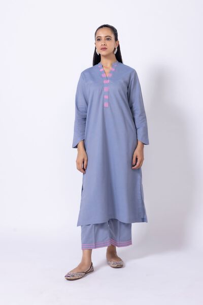 Embroidered | Chambray | Pants | AED 27.60