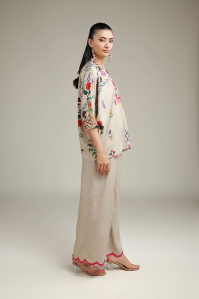 Embroidered | Viscose Crepe | Trousers | AED 30.00