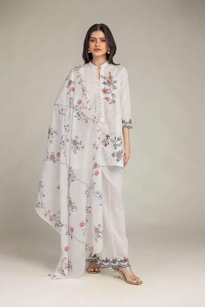 Embroidered | Cotton Dobby | Floral Cotton Pants | AED 80.00