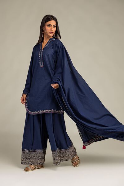 Embroidered | Lawn | Navy Lawn Dupatta | AED 150.00