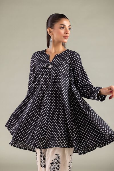 Printed | Cambric | Geometric V-Neck Kurta | AED 130.00