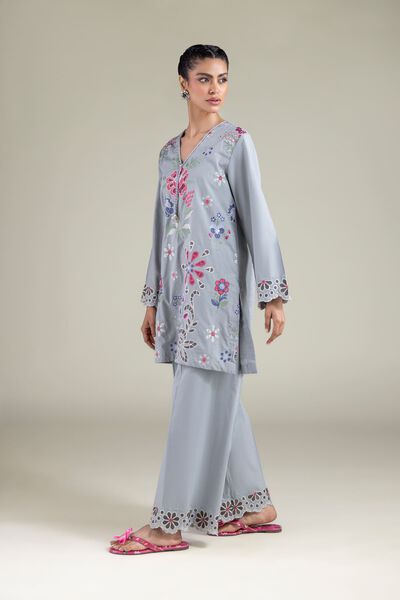 Embroidered | Textured Cotton | Floral Lace Pants | AED 30.00
