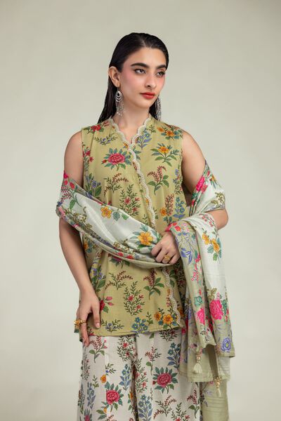 Embroidered | Raw Silk | Silk Sleeveless Kurta | AED 54.00