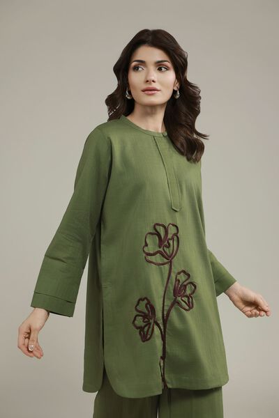 Embroidered | Heavy Textured Cotton | Short Floral Kurta | AED 120.00