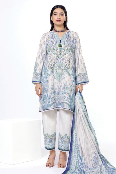 Printed | Slub Lawn | Fabrics 3 Piece | AED 80.00