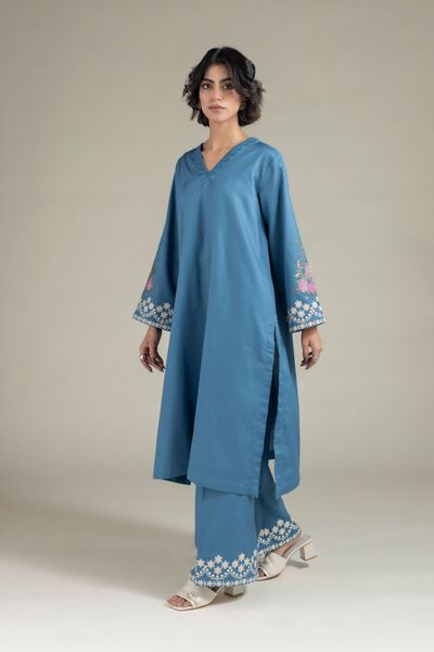 Embroidered | Textured Cotton | Pants | AED 80.00