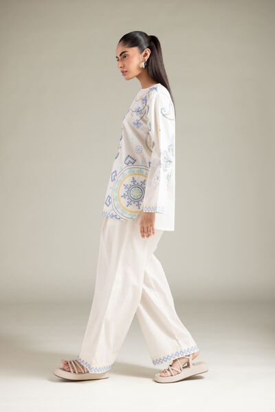 Textured Cotton | Trousers | AED 60.00