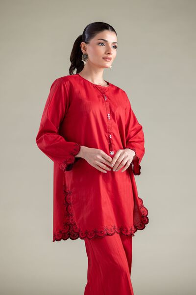 Embroidered | Cotton Dobby | Short Solid Kurta | AED 90.00