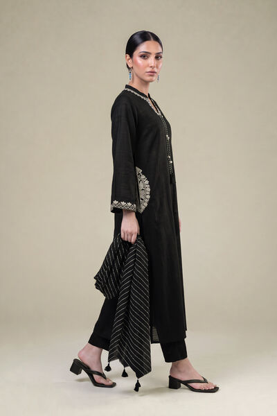 Embroidered | Light Khaddar | Black Solid Pants | AED 130.00