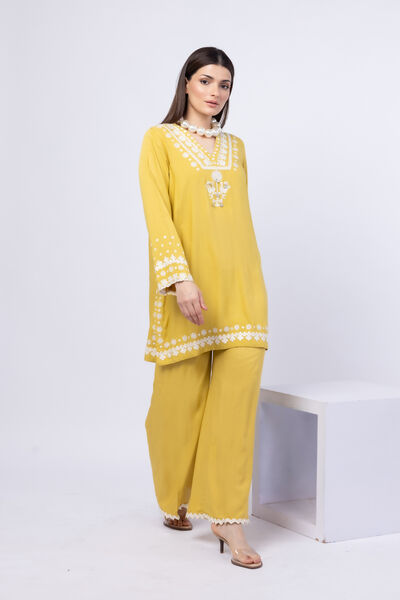 Embroidered | Crosshatch Raw Silk | Pants | AED 27.60