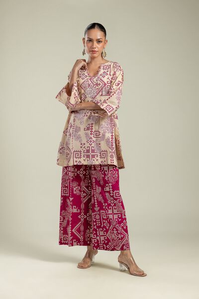 Printed | Cambric | Geometric Cambric Pants | AED 130.00