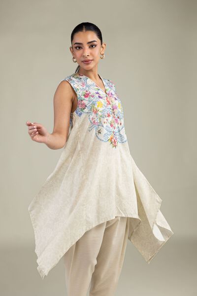 Printed | Cotton Dobby | Sleeveless Floral Kurta | AED 75.00