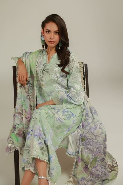 Embroidered | Raw Silk | Floral 3-Piece Set | AED 325.00