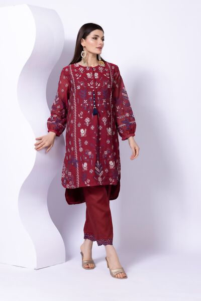 Embroidered | Crosshatch Raw Silk | Pants | AED 24.00