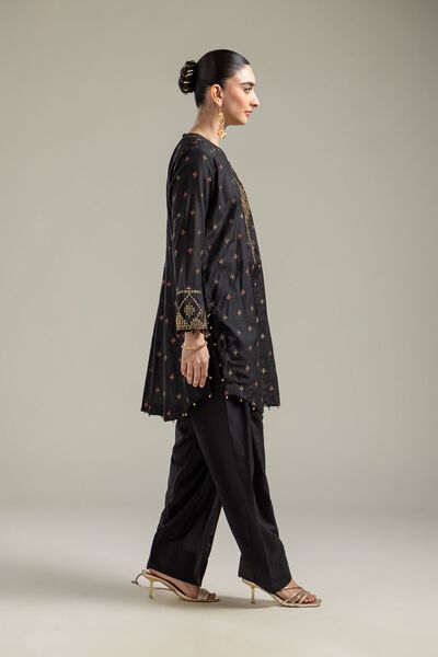 Raw Silk | Solid Black Shalwar | AED 50.00