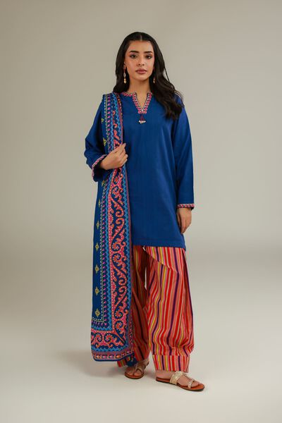 Embroidered | Cotton Dobby | Embroidered Cotton Shalwar | AED 80.00