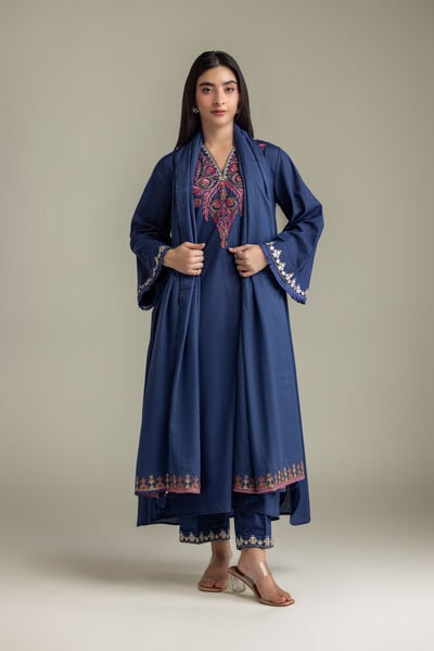 Embroidered | Lawn | Lawn Navy Dupatta | AED 150.00