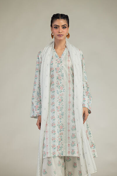 Printed | Cambric | Floral V-Neck Kurta | AED 150.00