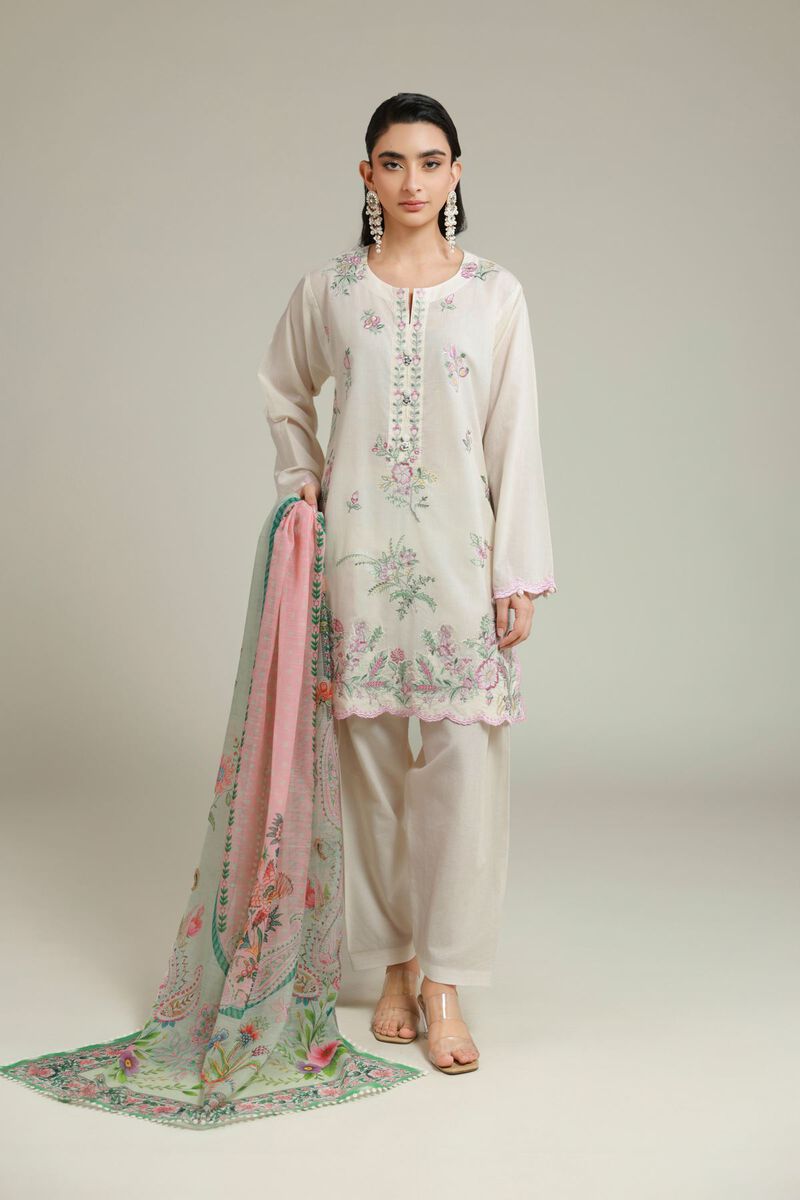 Embroidered | Cambric | Fabrics 3 Piece | null