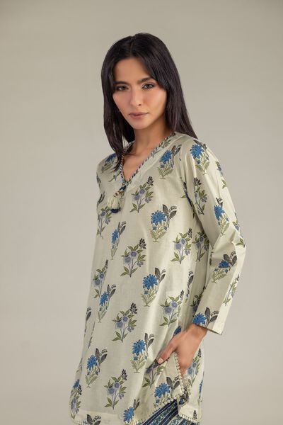 Printed | Cambric | Floral V-Neck Kurta | AED 75.00