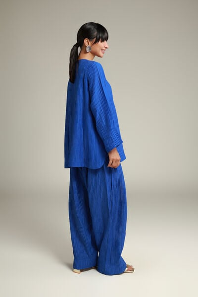 Dyed | Blended Crinkle | Navy Crinkle Shalwar | AED 130.00