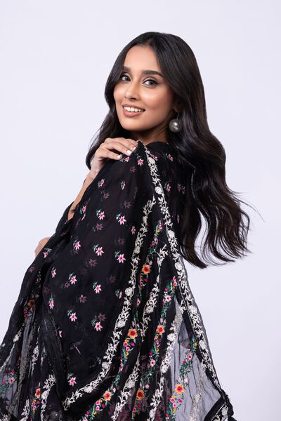 Embroidered | Polyester Crinkle Chiffon | Dupatta | AED 180.00