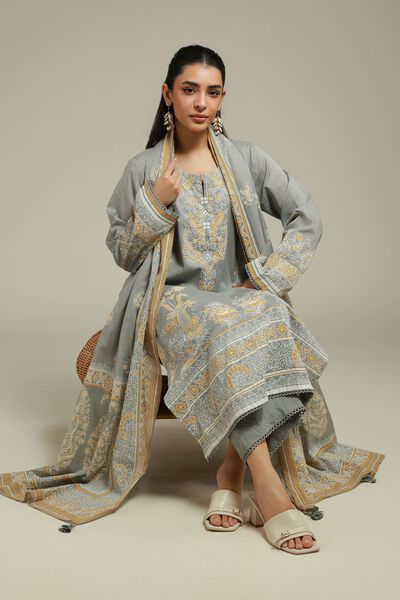 Printed | Cambric | 3-Piece Tailored Set | AED 250.00