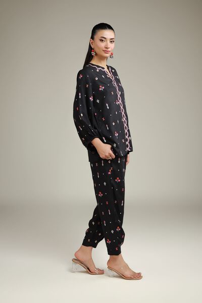 Embroidered | Viscose Crepe | Trousers | AED 65.00