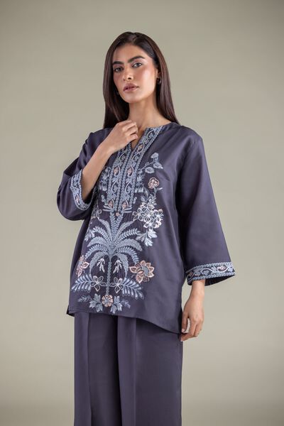Embroidered | Textured Weave | Tunic | AED 75.00