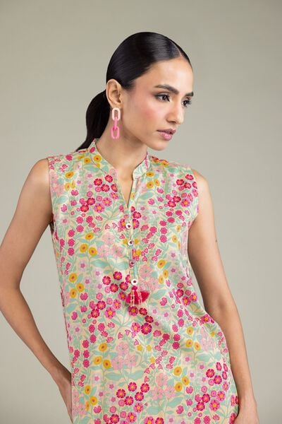 Printed | Cambric | Long Sleeveless Kurta | AED 150.00