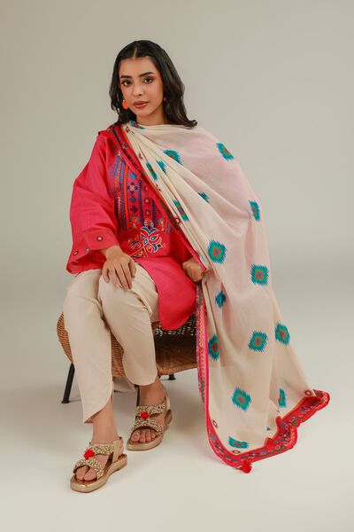 Embroidered | Cotton Dobby | Cotton V-Neck Kurta | AED 150.00