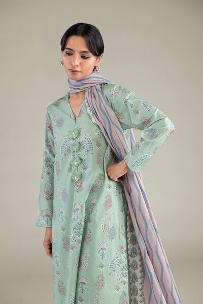 Cambric | Mint V-Neck Kurta | AED 150.00