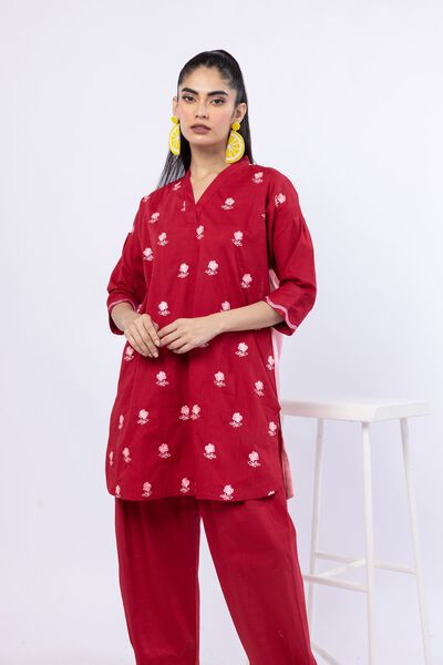 Embroidered | Crosshatch Poplin | Kurta | AED 120.00