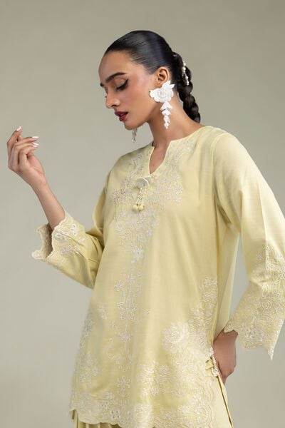 Embroidered | Raw Silk | Silk V-Neck Kurta | AED 125.00