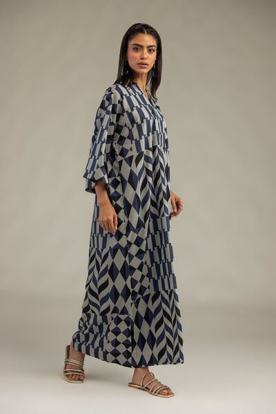 Printed | Cambric | Solid Navy Pants | AED 130.00