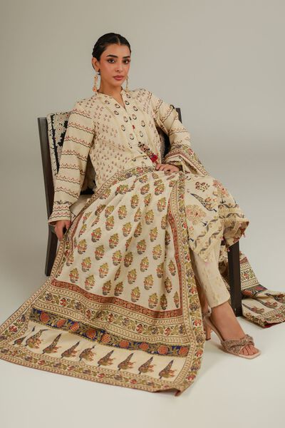 Printed | Raw Silk | 3 Piece Co-ord Set | AED 144.00